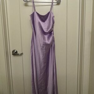 Soft Purple Faux Satin Dress (M)